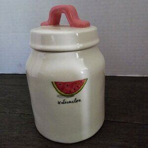 Rae Dunn Artisan Watermelon Icon Baby Canister Rae HTF Summer Pink Handle Cute